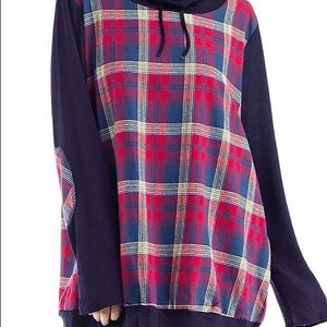 Plaid Cowl Neck Top